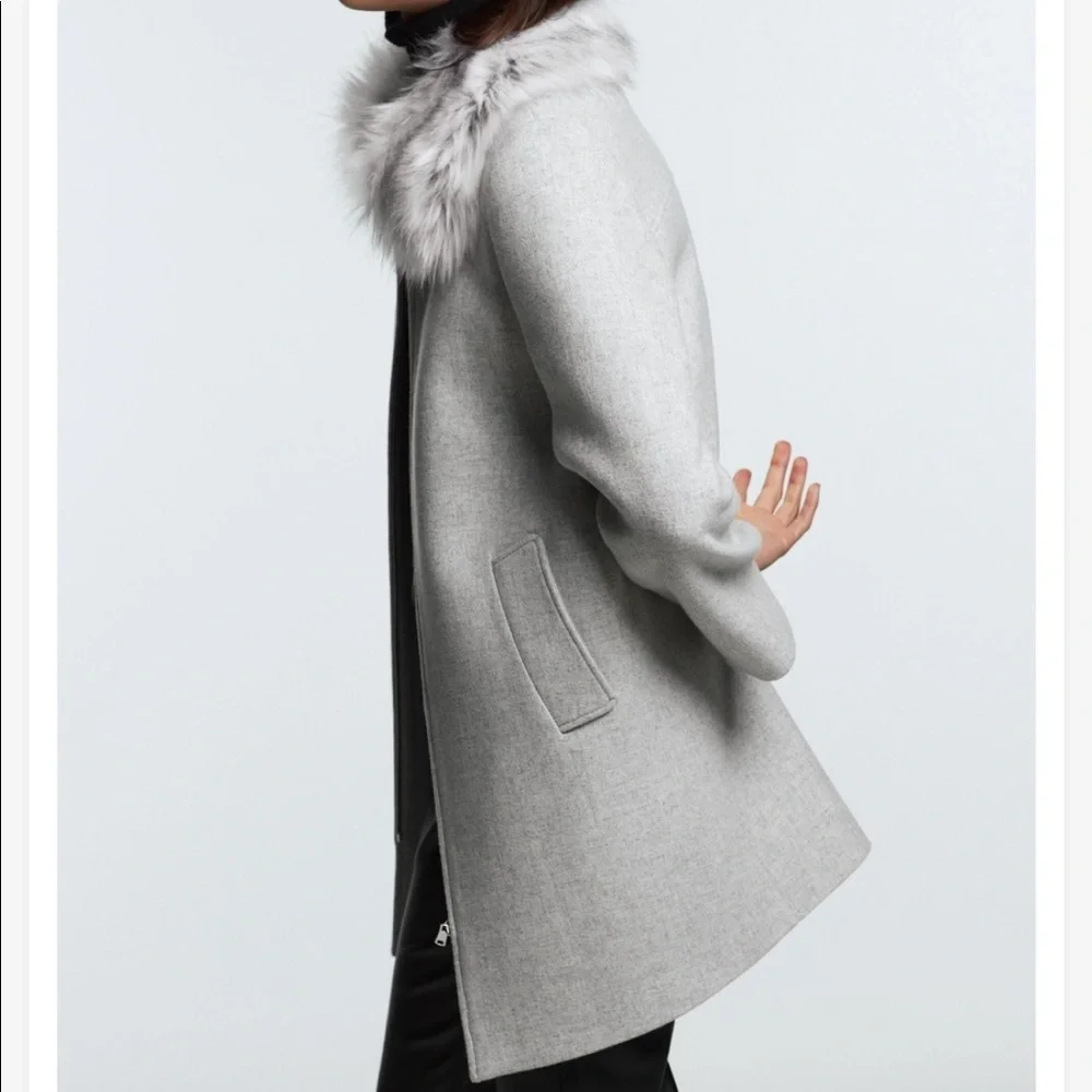 ZARA COAT WITH FAUX FUR COLLAR SZ S - Picture 3 of 10
